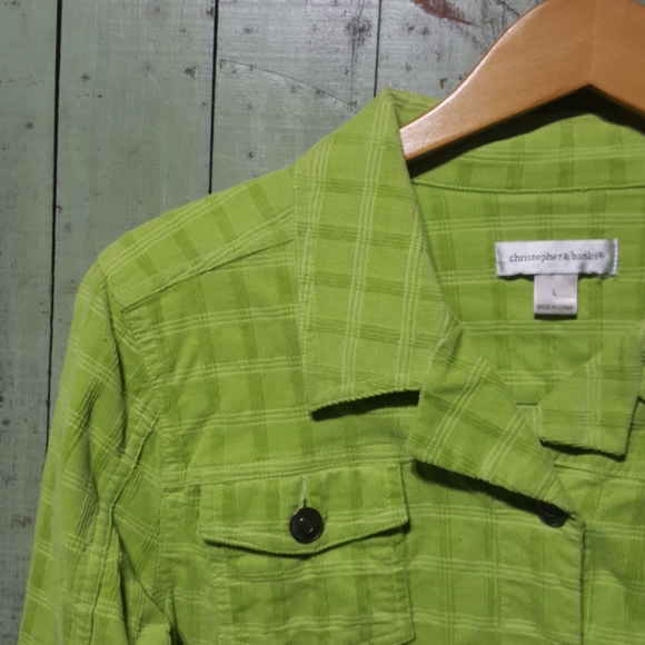 Christopher & Banks lime green corduroy jacket - Picture 2 of 4